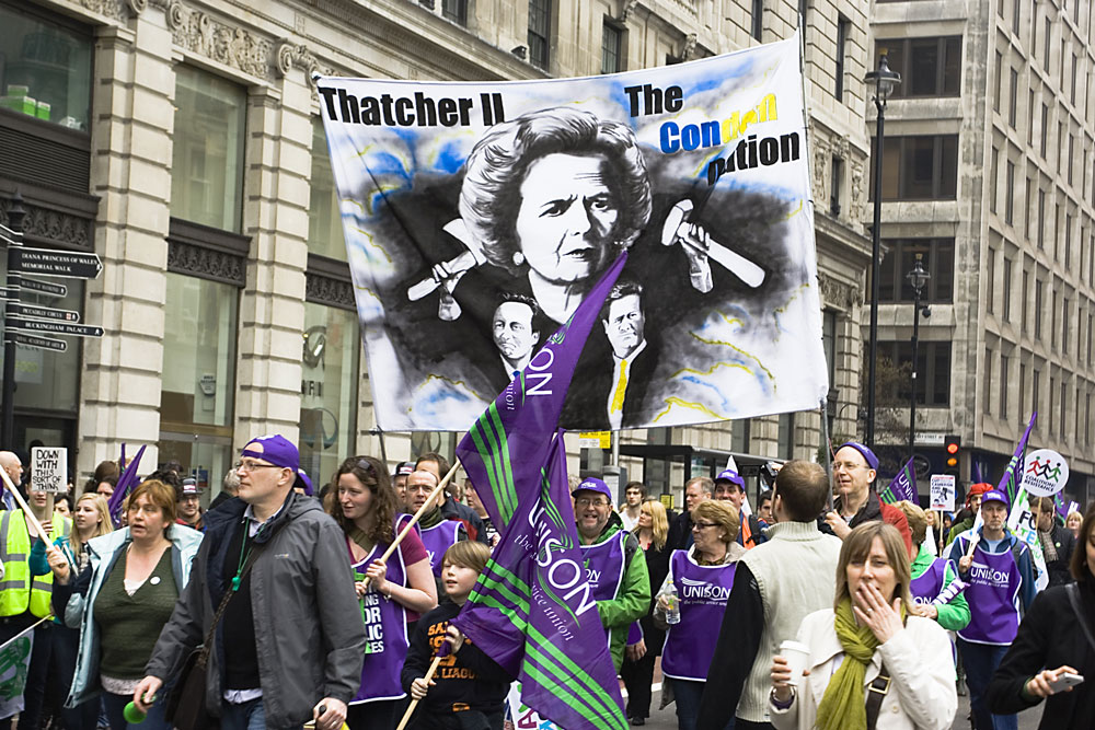 Unison members making link between Thatcher and government
