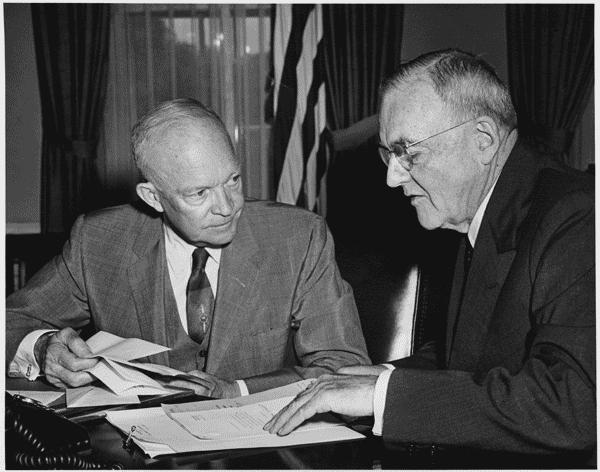 President Eisenhower and John Foster Dulles in 1956