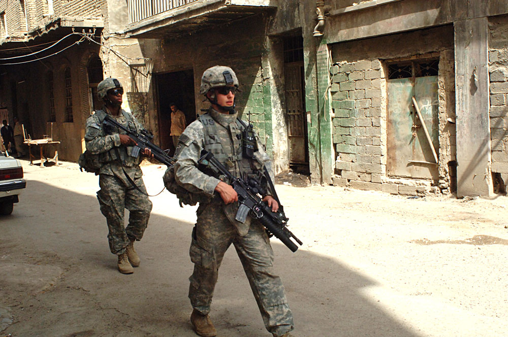 Soldiers on patrol in Bagdad, 2007. Photo: US Army/ Bronco Suzuki
