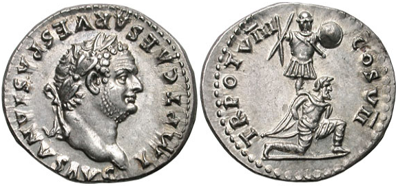 Roman denarius depicting Titus c. 79 Image Classical Numismatic Group
