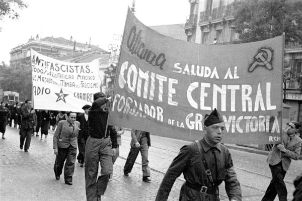 Communist Party demonstration Madrid 1936 Spanish Civil War Image public domain