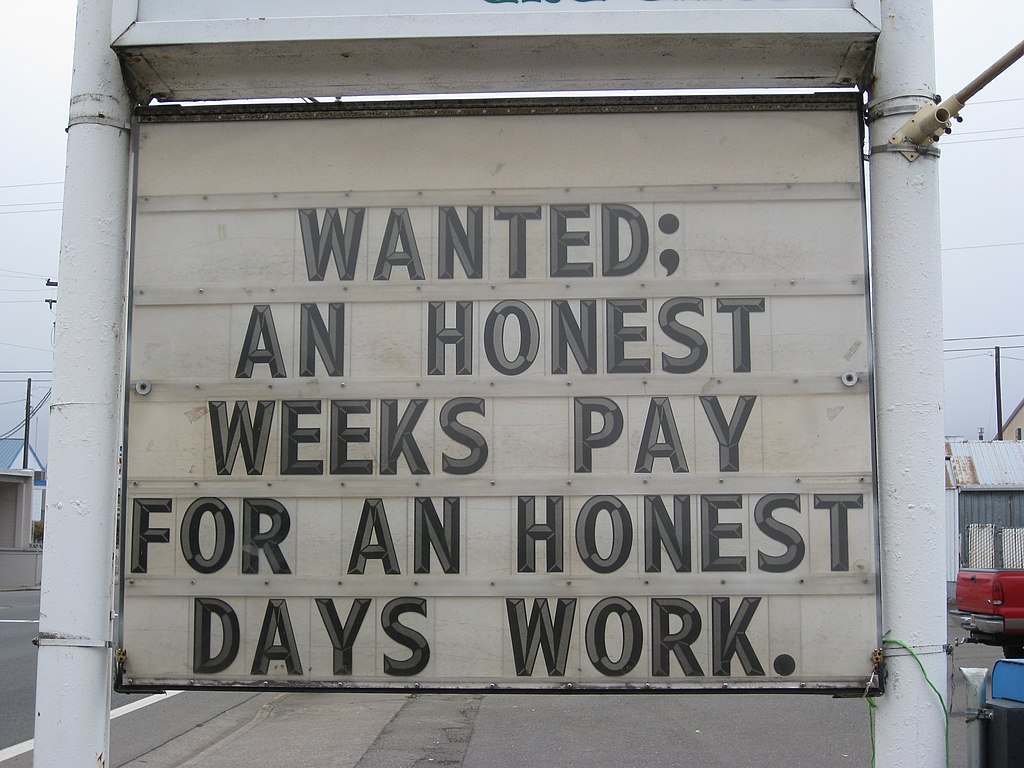 Wanted An honest weeks pay Image brewbooks Wikimedia Commons
